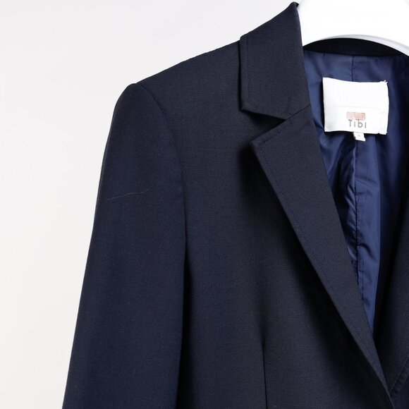 Tibi Quilted Combo Navy Blazer Jacket - Picture 5 of 12